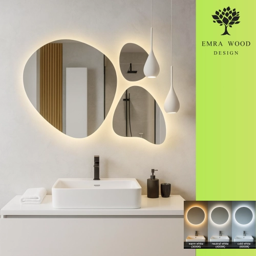 Zestaw trzech luster organicznych z podświetleniem - FLORA LED